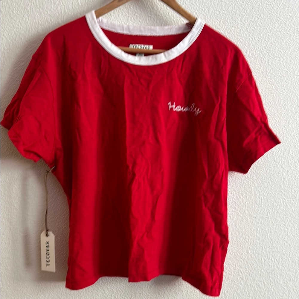 Tecovas Red and White Crop Tee
